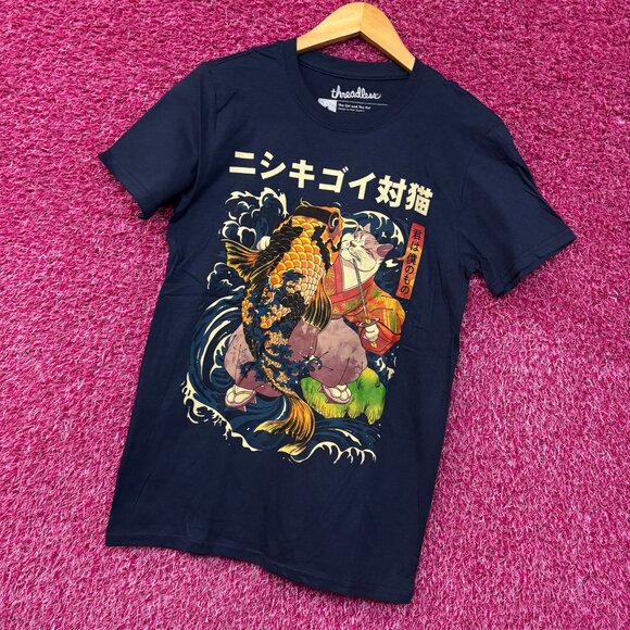 Threadless The Cat and the Koi Graphic Design T-Shirt Small - Picture 3 of 4